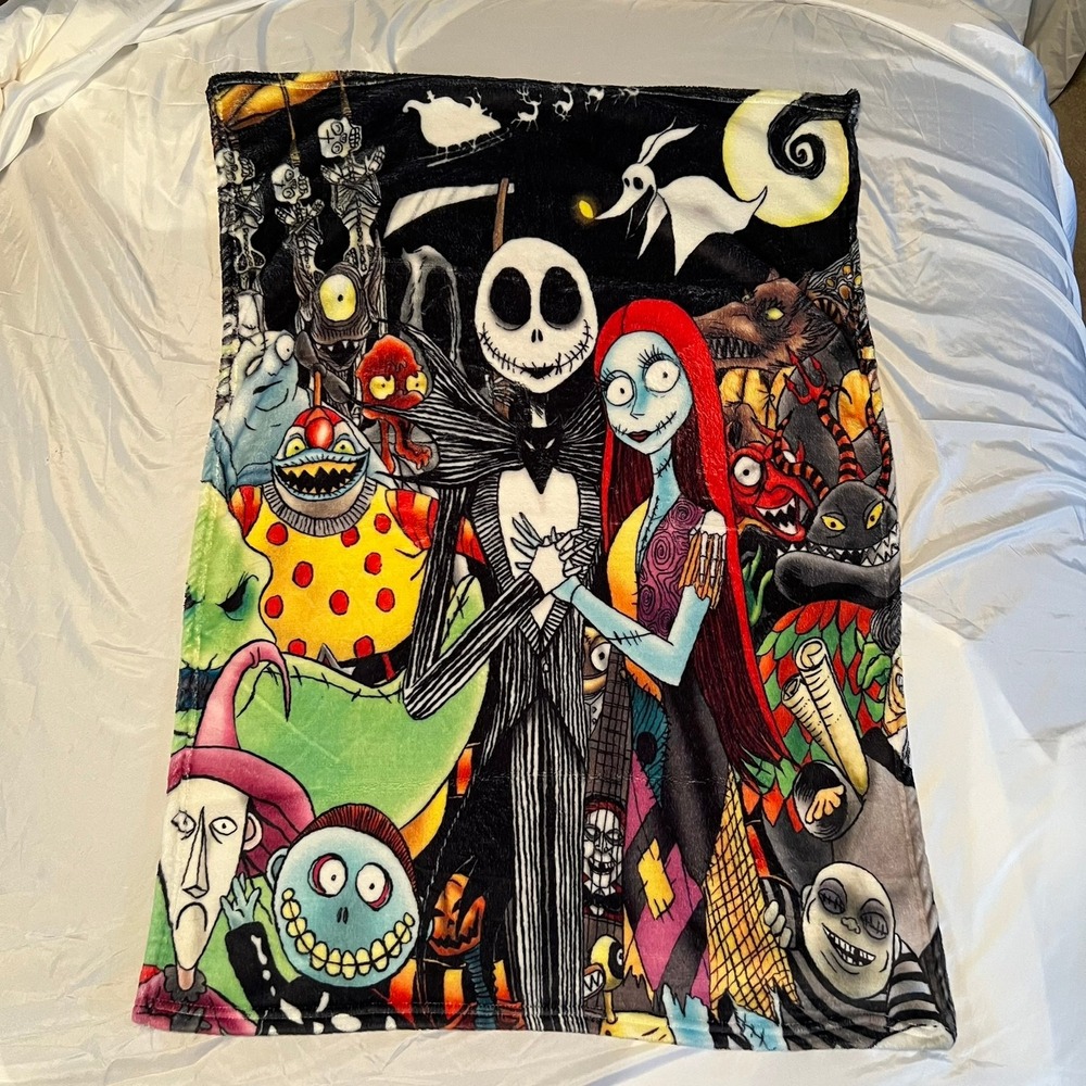 Disney Nightmare Before Christmas Throw Blanket Unisex Multi Very Good Jack - Picture 2 of 6